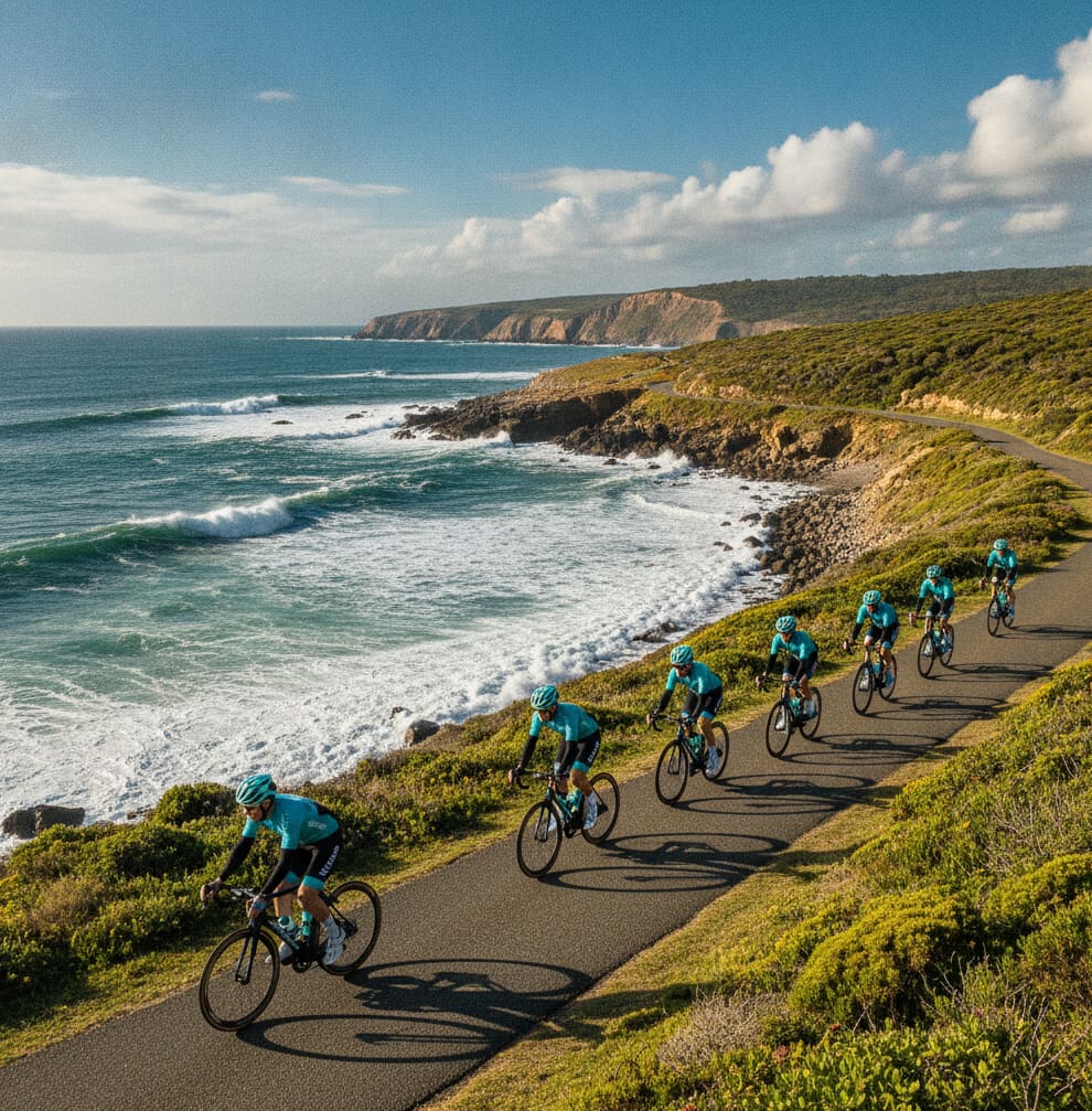 Group cycling tour on a countryside road